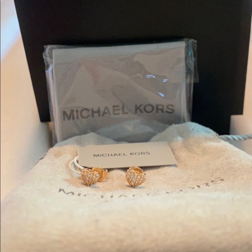 Michael Kors rose gold heart shaped stud earrings